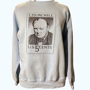 Vintage HANES Churchill Sweatshirt Mens‎ (L) Grandpacore Postage Geek Blue USA